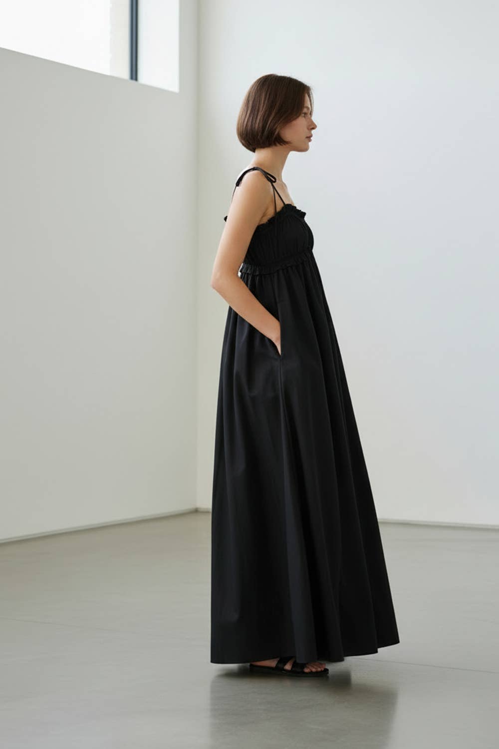 Smocked Bodice Cotton Maxi Dress