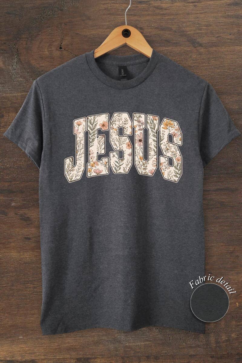Floral Jesus Graphic Heavy Cotton Tee