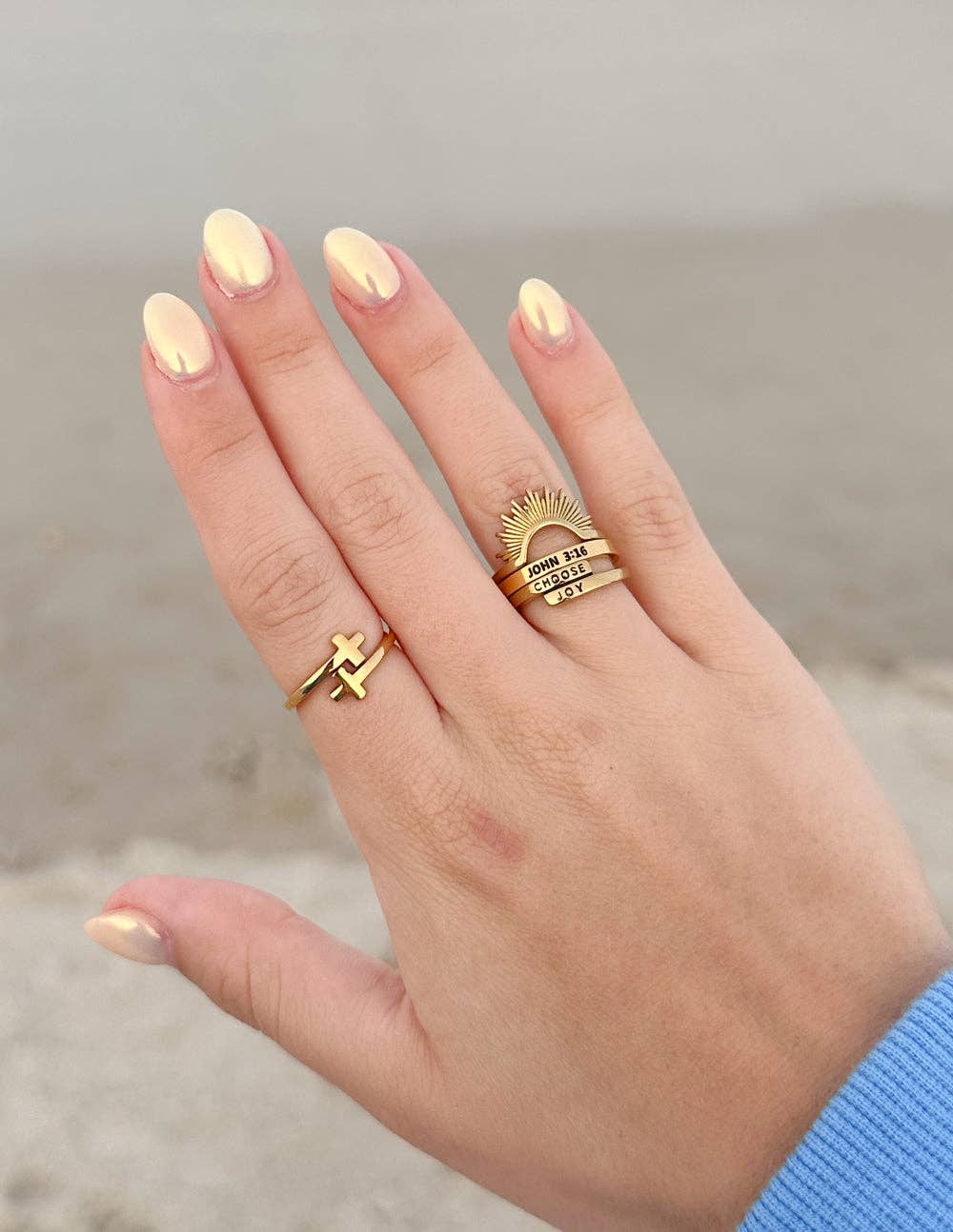 Elevated Faith - Gold Wrapped Cross Ring