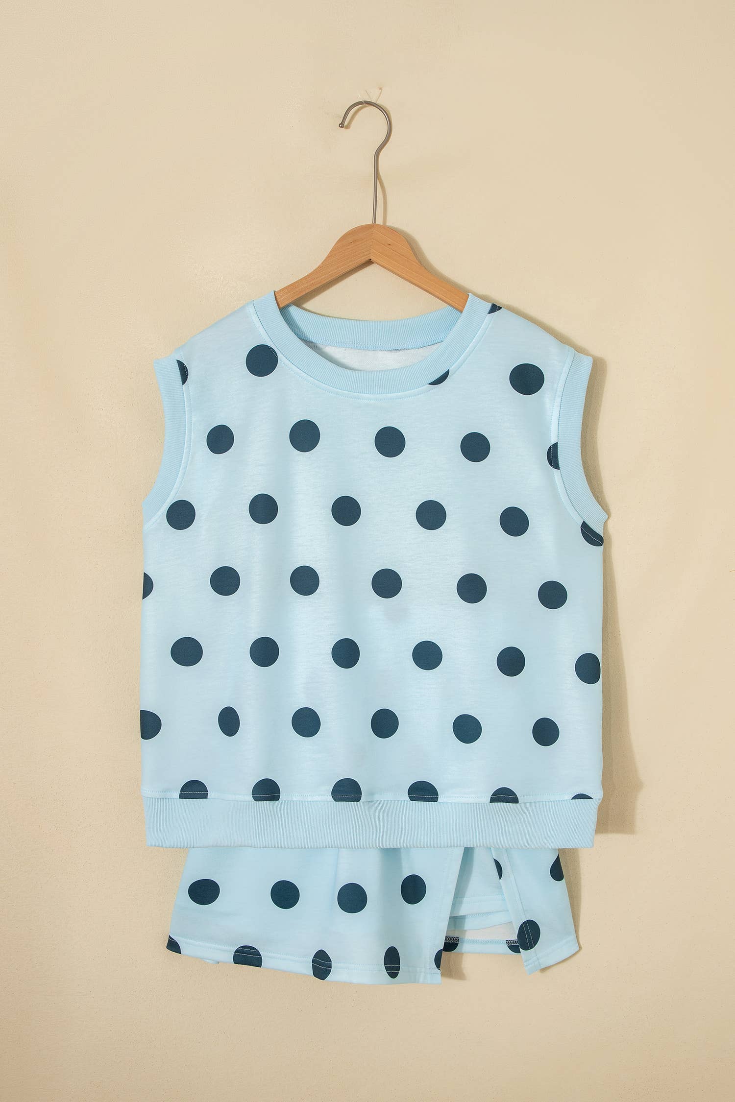 LA Society - LAS Ribbed Trim Polka Dot Tank Split Mini Skort Set(S-4X)