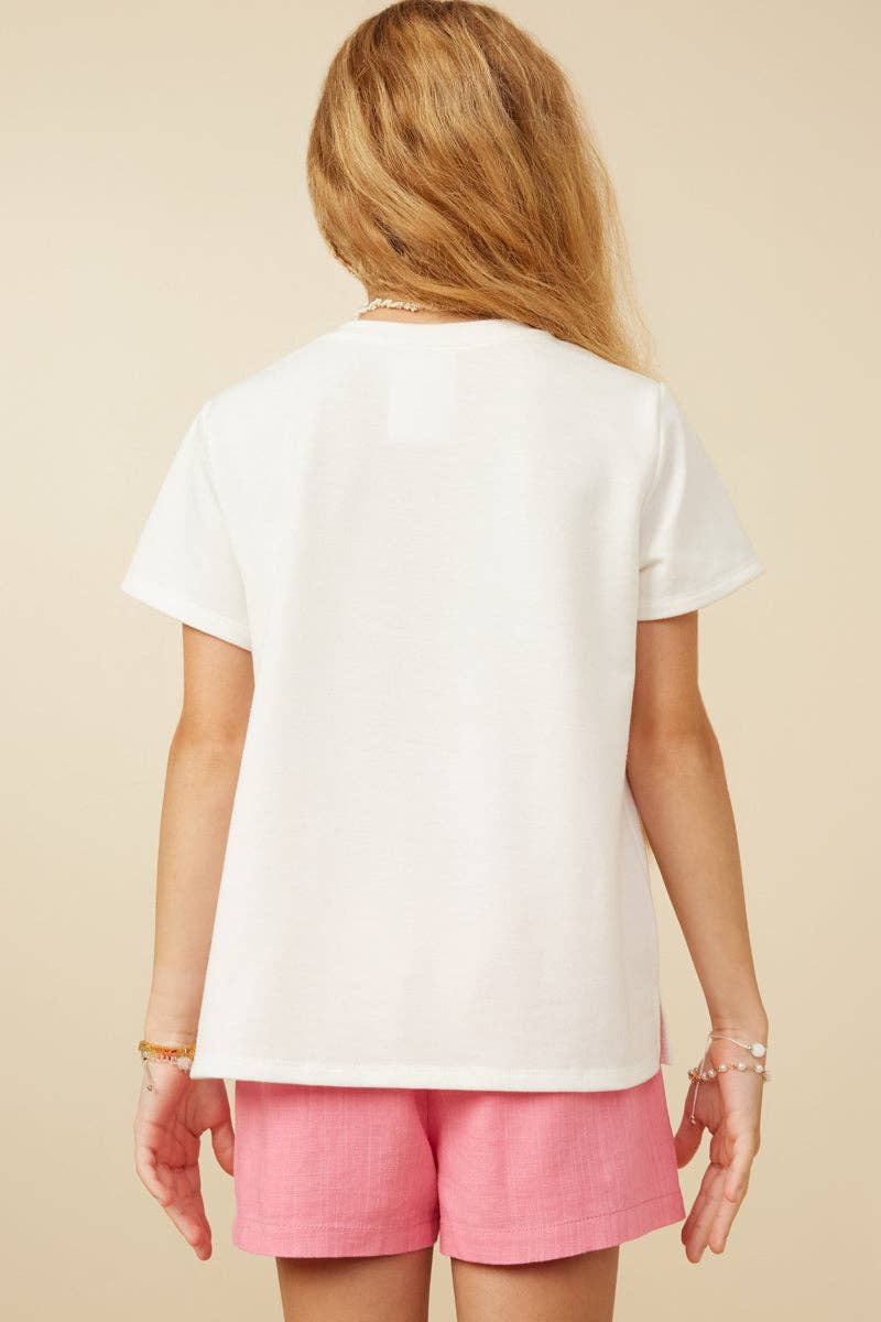 Girls Multi Floral Patched Knit Tee