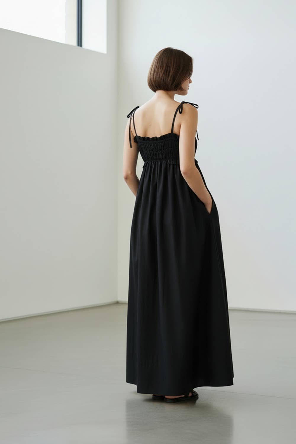 Smocked Bodice Cotton Maxi Dress