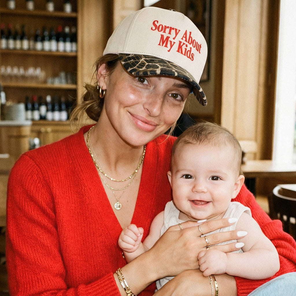 Hana - C.C SORRY ABOUT MY KIDS Letter Two Tone Trucker Hat