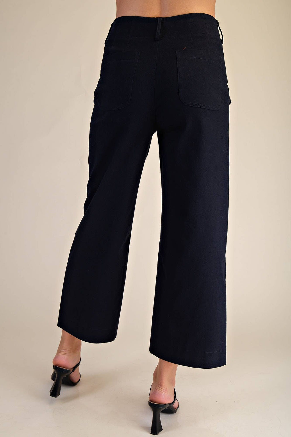 Colette Cropped Wide-Leg Scallop Pocket Detail Pants