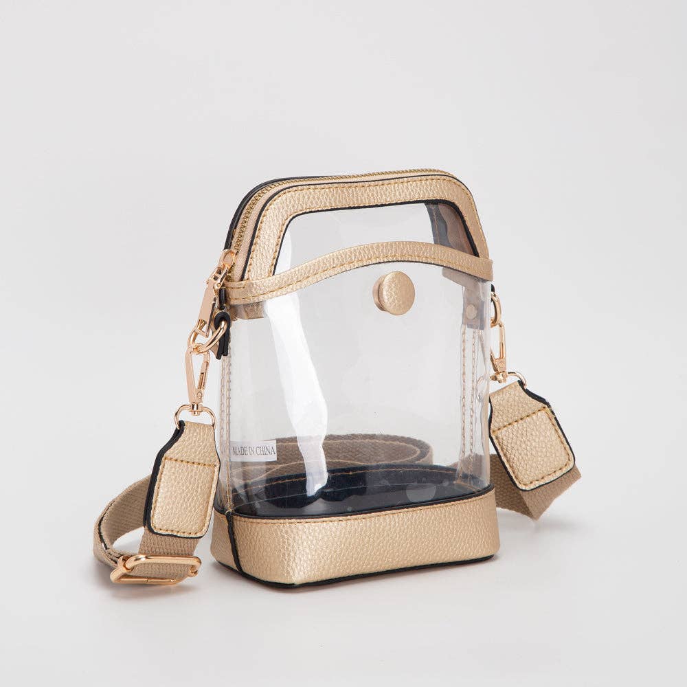 Southern Bloom Collection - Buttoned Up Clear Purse Gold