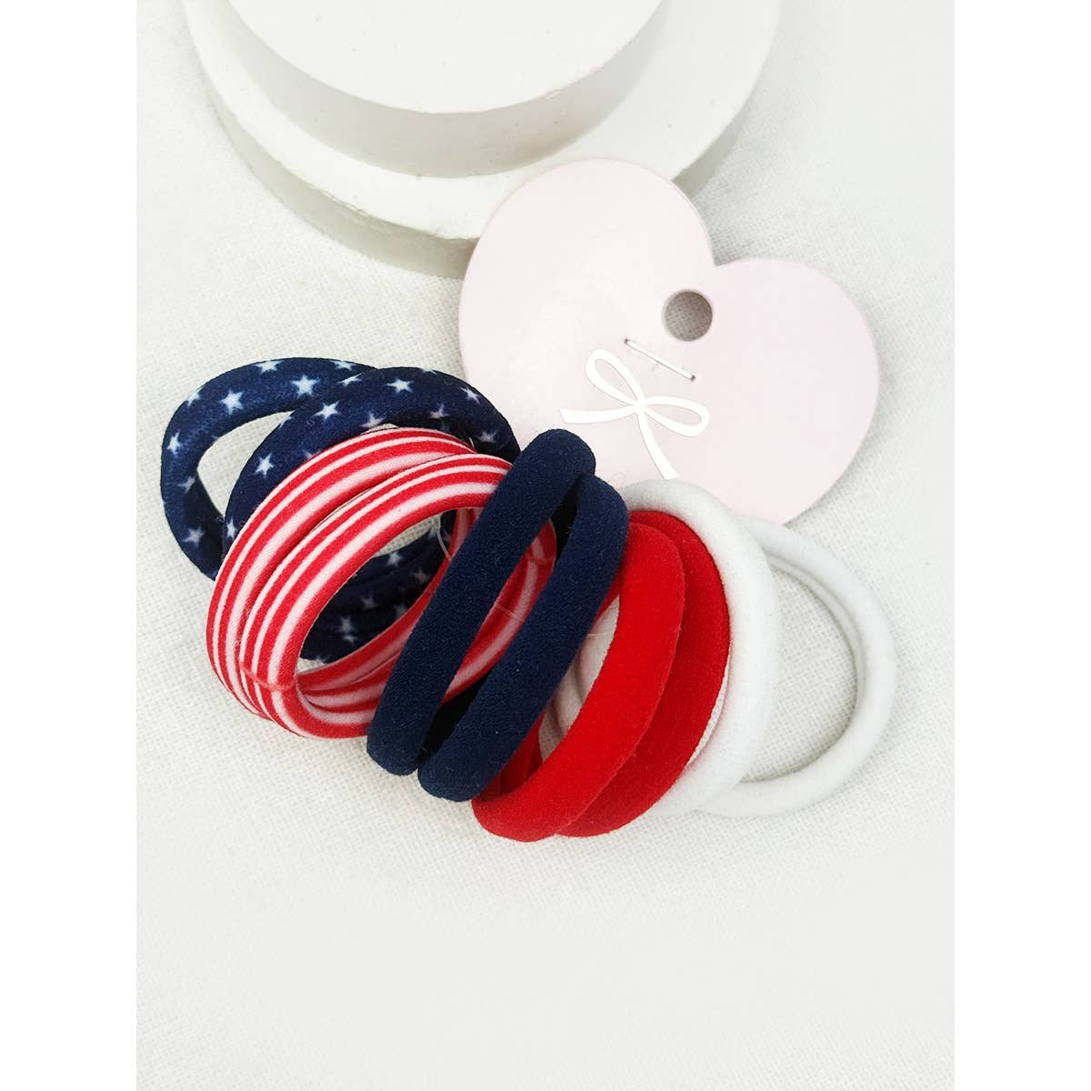 Love and Repeat - USA Theme and Solid Combined Neutral Tone Hair Tie Set