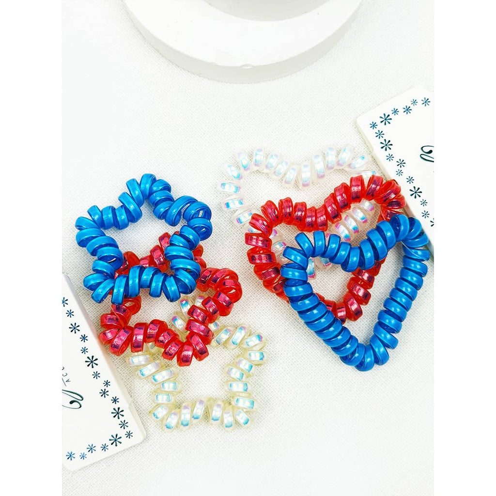 Love and Repeat - Star and Heart USA Theme Cord Hair Tie Set