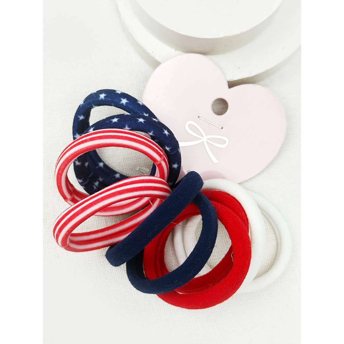 Love and Repeat - USA Theme and Solid Combined Neutral Tone Hair Tie Set