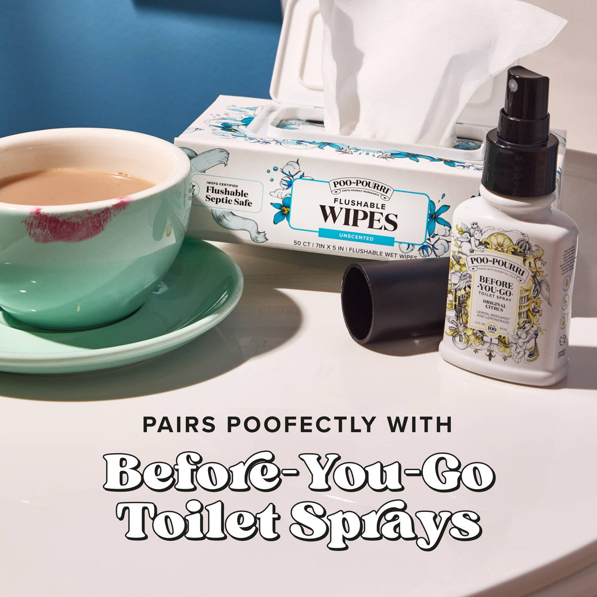 ~Pourri - Unscented Poo~Pourri Flushable Wipes 50ct, Single Packs