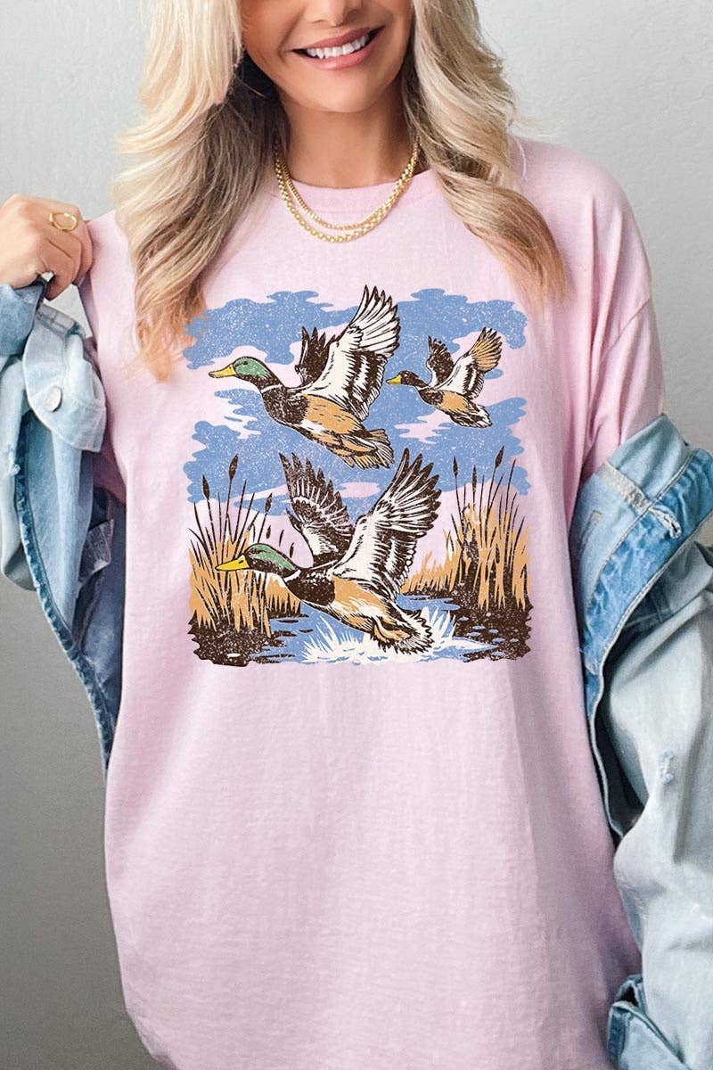 Flying Mallard Ducks Graphic Heavy Cotton Tee