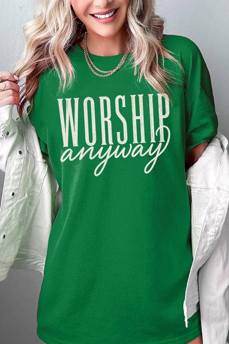 COLORBEAR - Worship Anyway Graphic Plus Heavy Cotton Tee