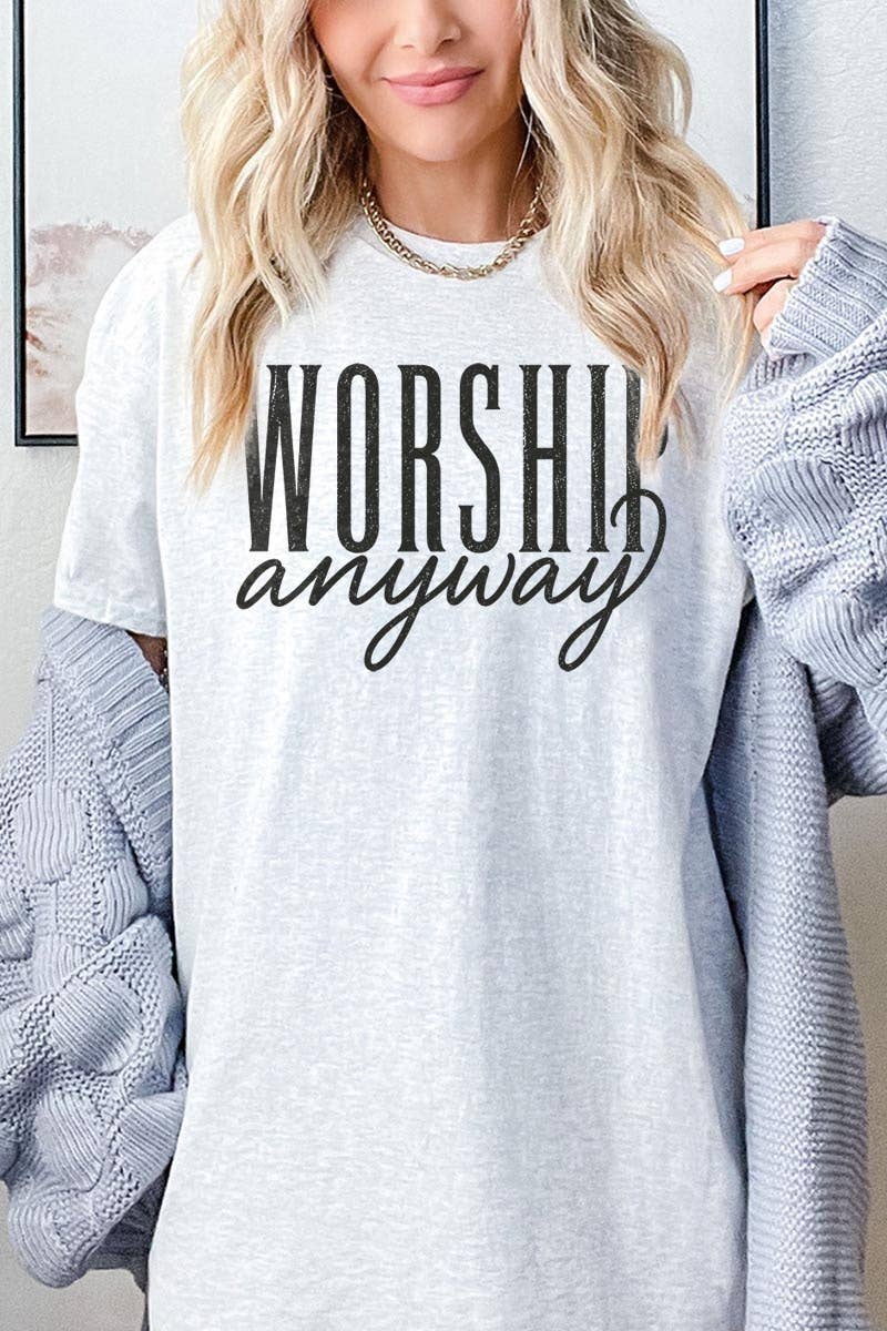 COLORBEAR - Worship Anyway Graphic Plus Heavy Cotton Tee