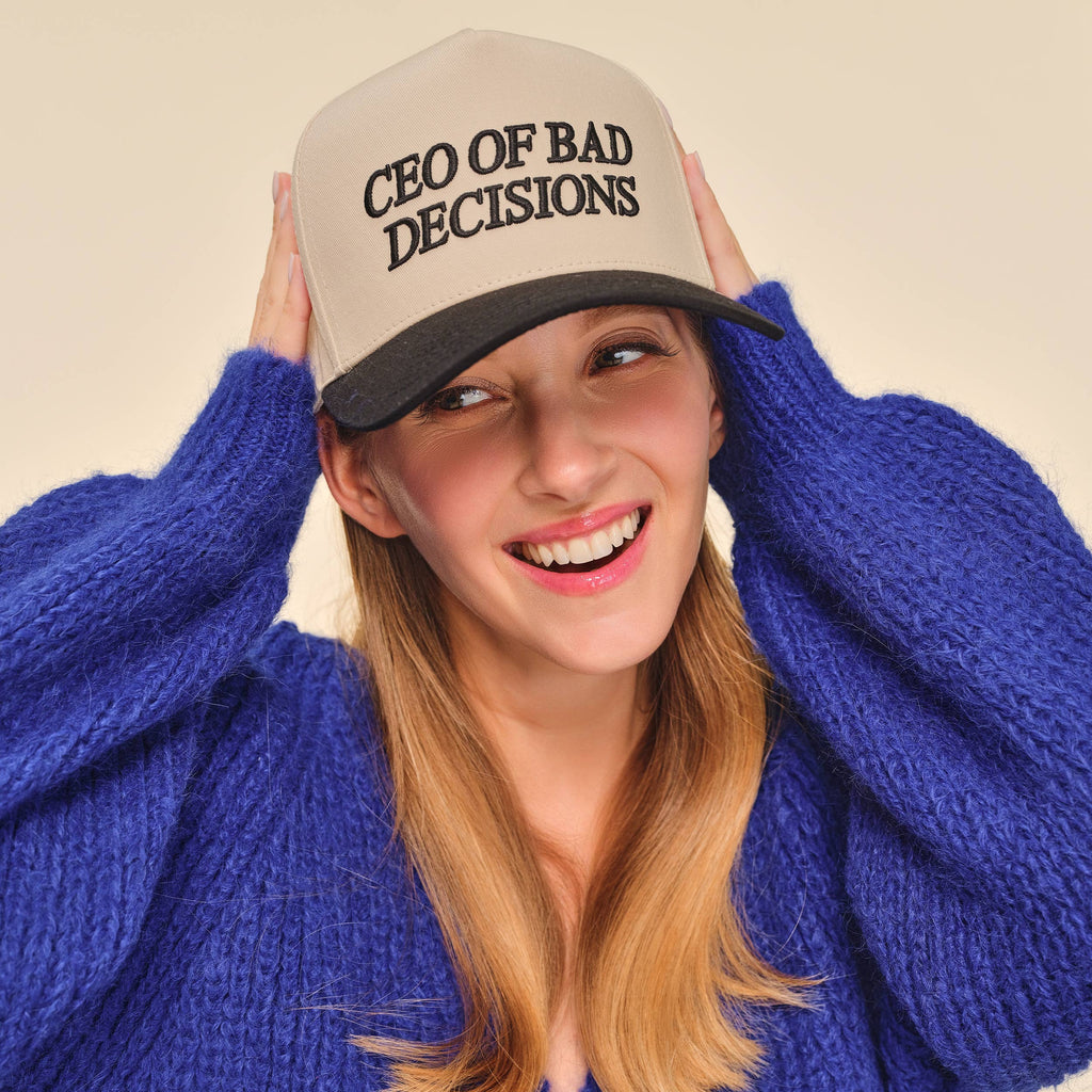 Hana - C.C CEO OF BAD DECISIONS Letter Two Tone Trucker Hat