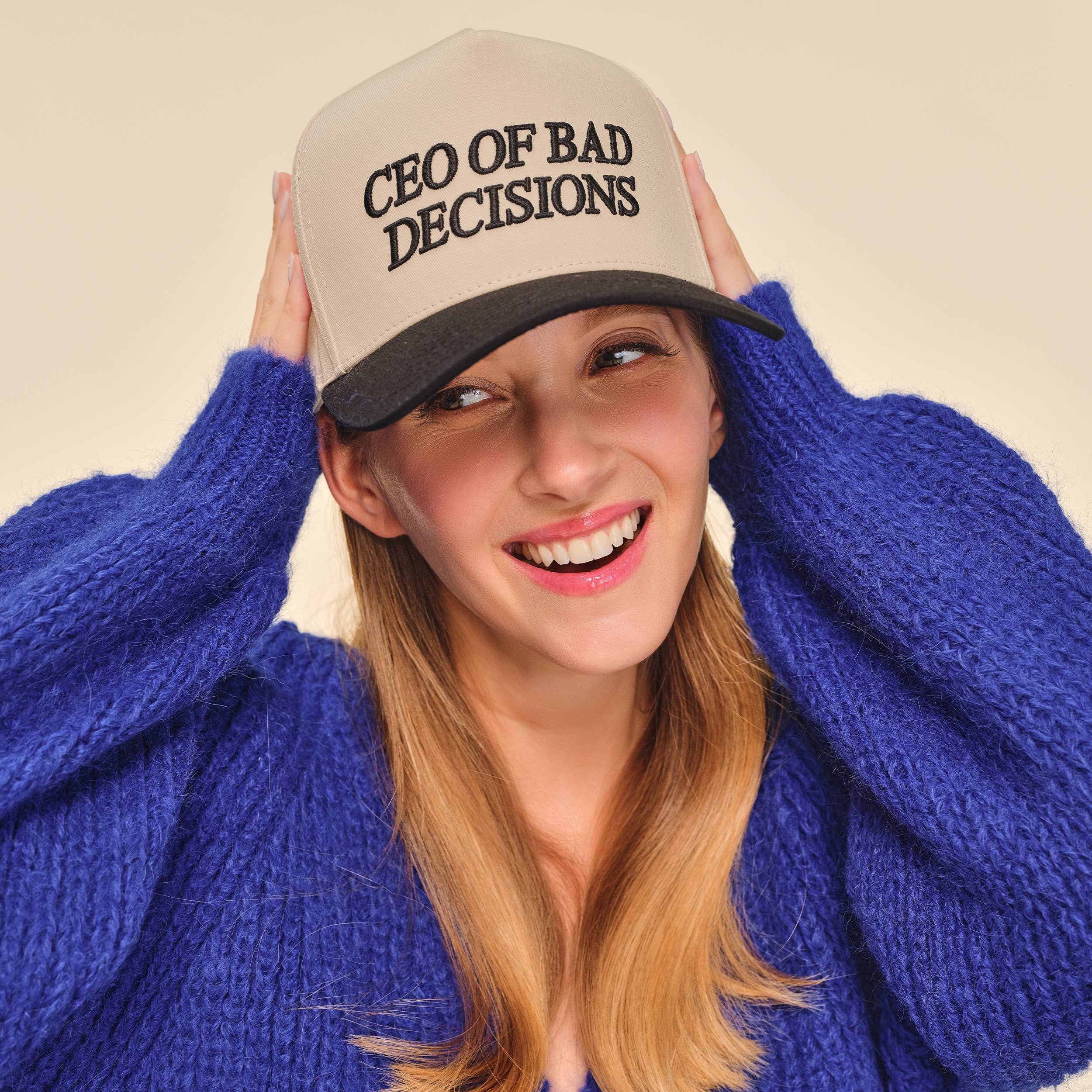 Hana - C.C CEO OF BAD DECISIONS Letter Two Tone Trucker Hat