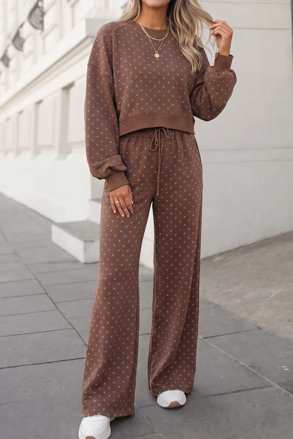 Aapparella - Polka Dot Print High Waist Pants Set | S-XL Plus 1X-4X