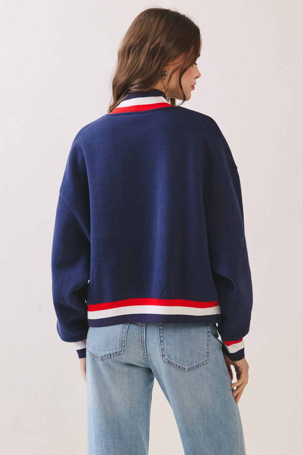 TCEC - CT9794-USA Letter Print Contrast Trim Sweatshirt
