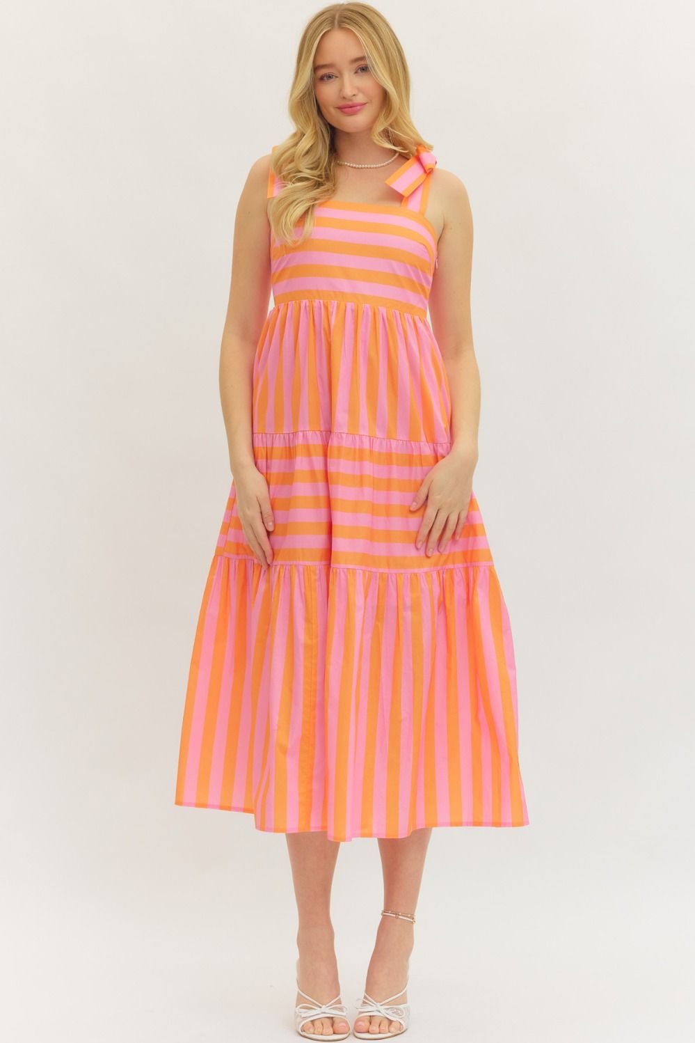 Bow Shoulder Midi Dress