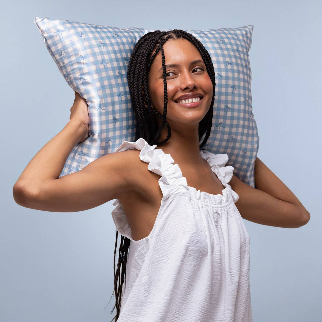 KITSCH - Satin Pillowcase Standard - Gingham Blue
