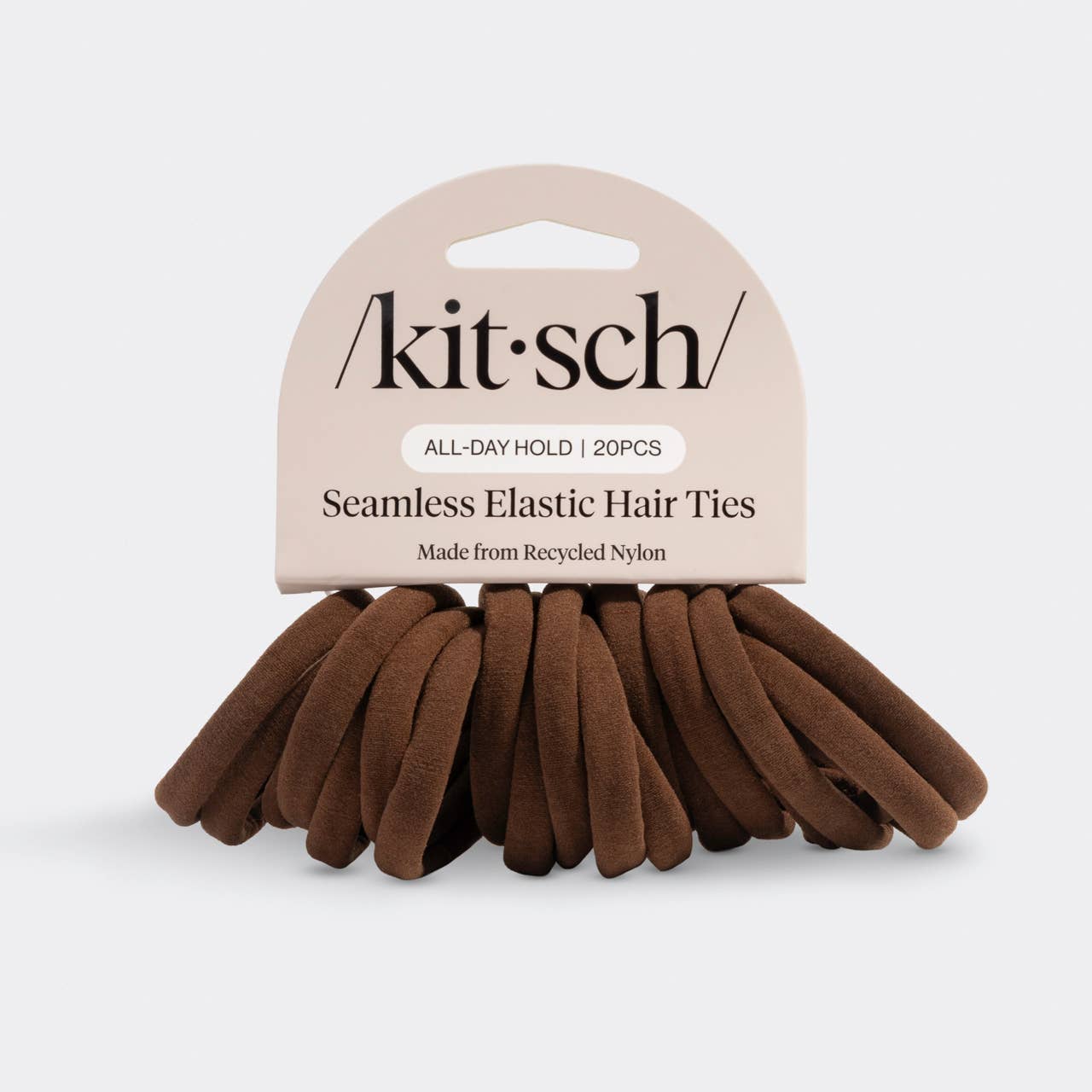 KITSCH - Recycled Fabric Seamless Hair Elastics 20pc Set - Chocolate