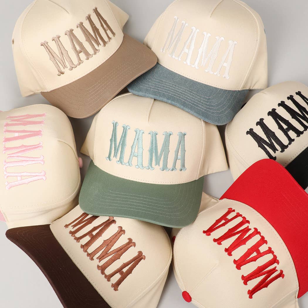 Fashion City - MAMA Typographic Design Embroidery Baseball Cap