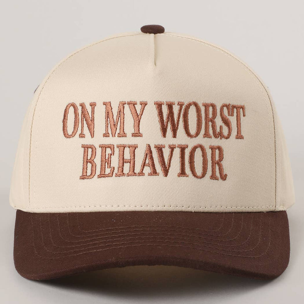 Fashion City - ON MY WORST BEHAVIOR Embroidered Trucker Hat