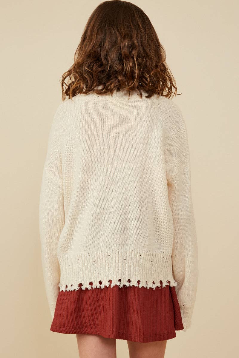 Girls Distressed Old Glory Graphic Sweater