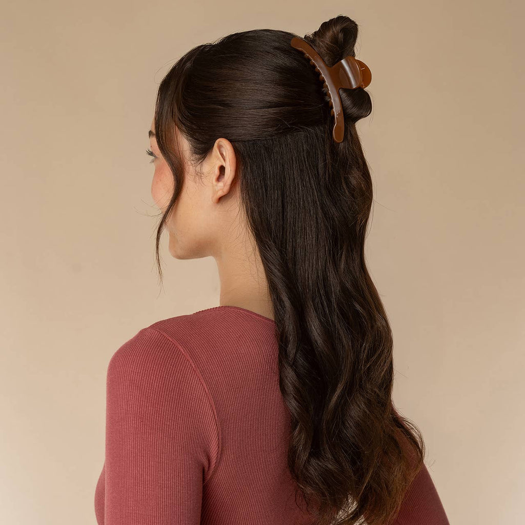 KITSCH - Recycled Plastic Large Arched Clip - Mocha