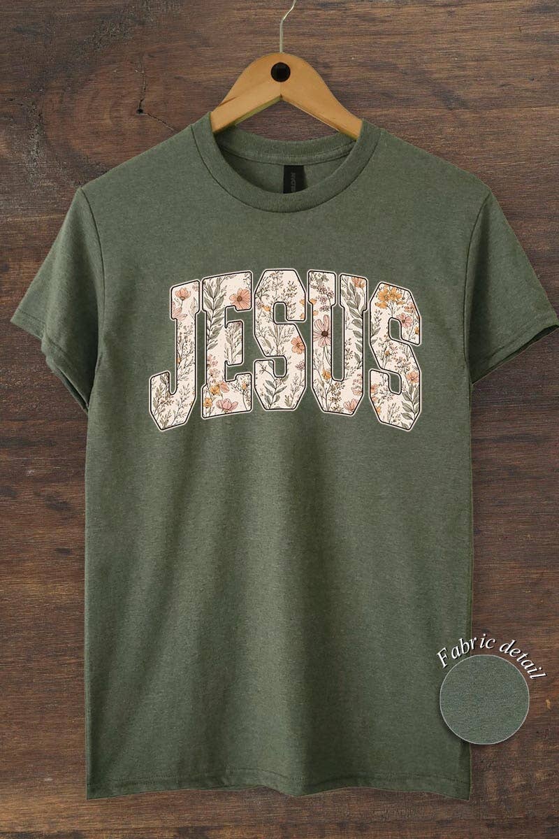 Floral Jesus Graphic Heavy Cotton Tee