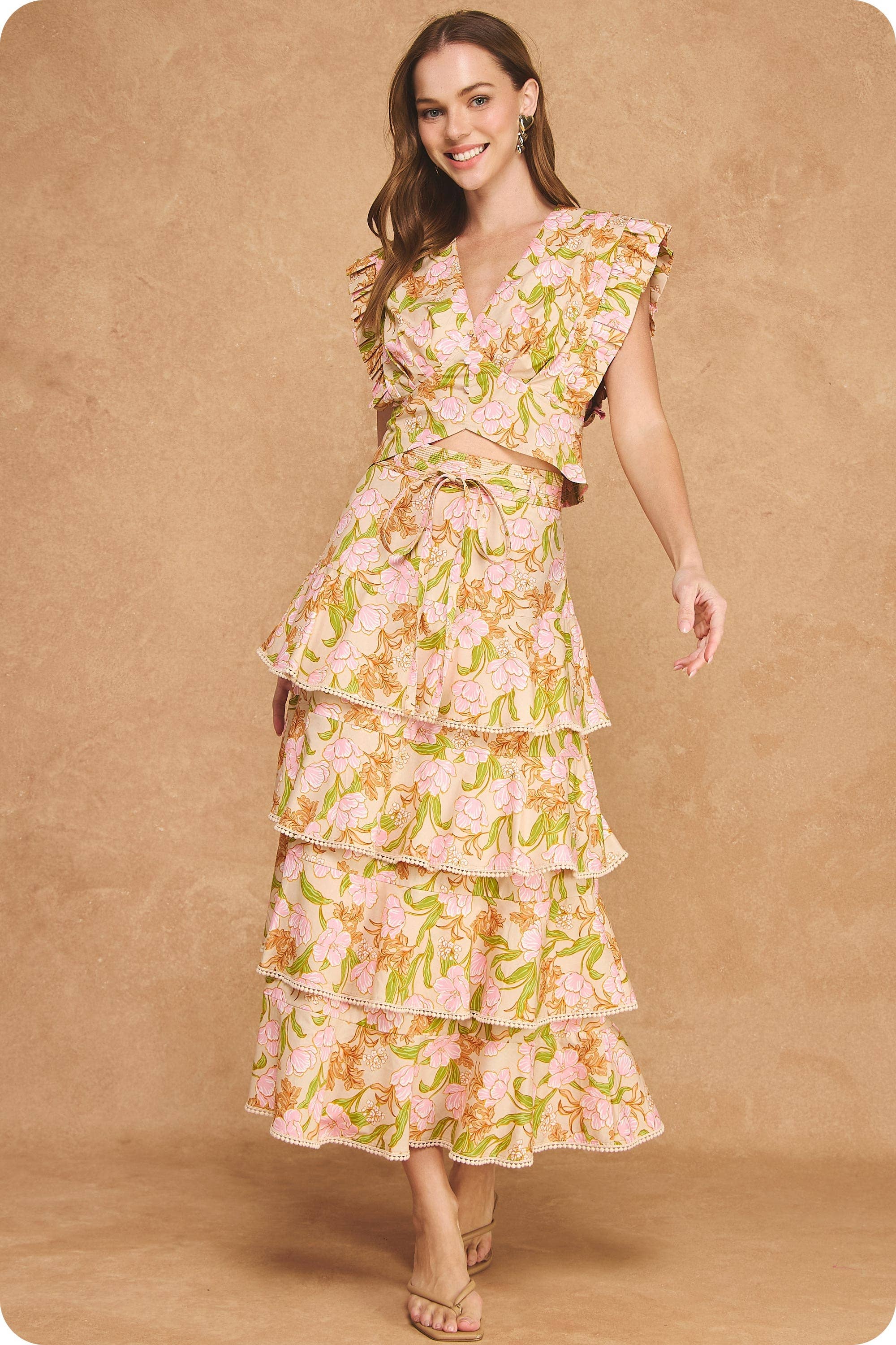 Strut & Bolt - Bloom Meadow 2-Piece Midi Skirt Set