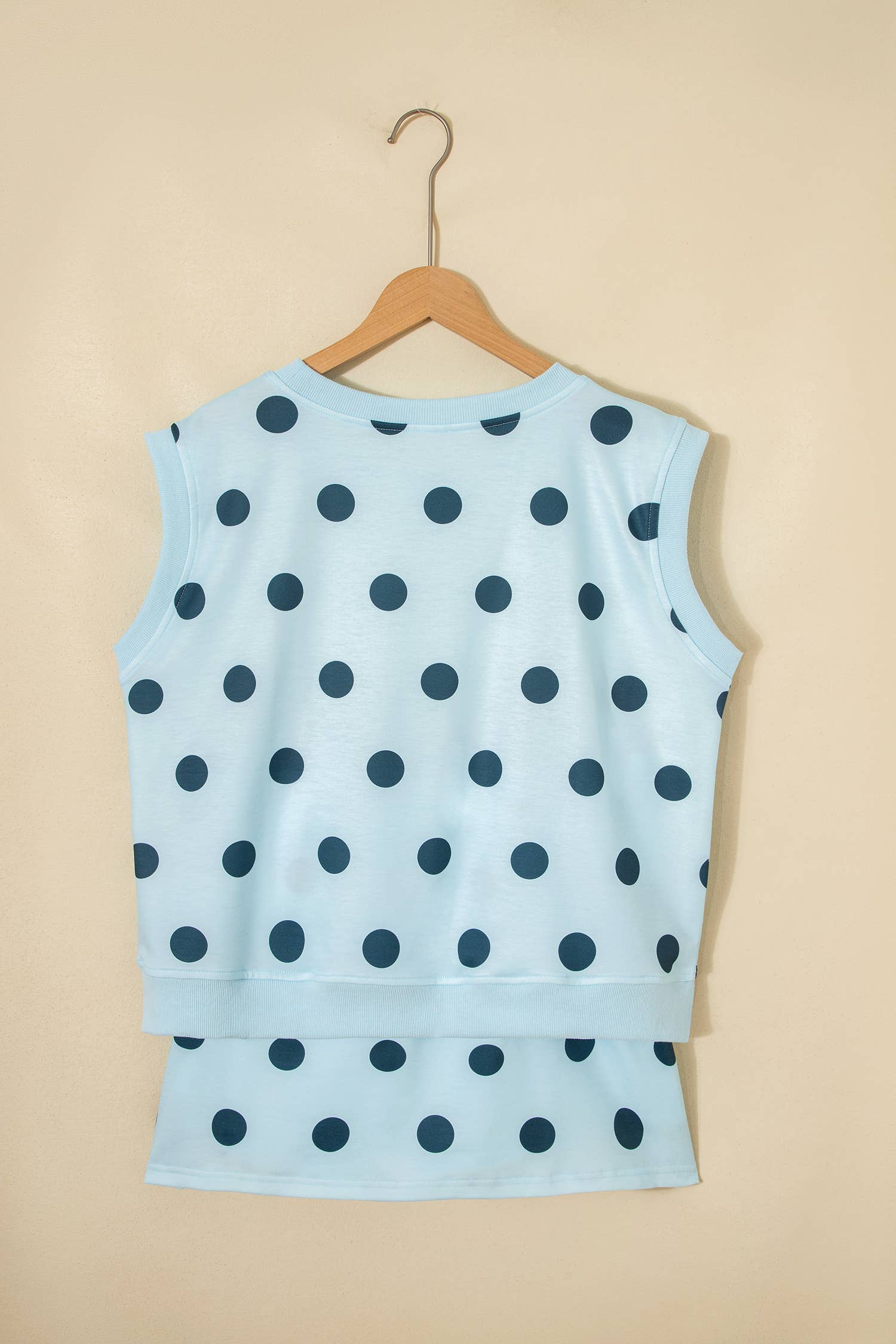 LA Society - LAS Ribbed Trim Polka Dot Tank Split Mini Skort Set(S-4X)
