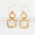 Wild Honey - Geometric Hammered Dual Tier Drop Earrings