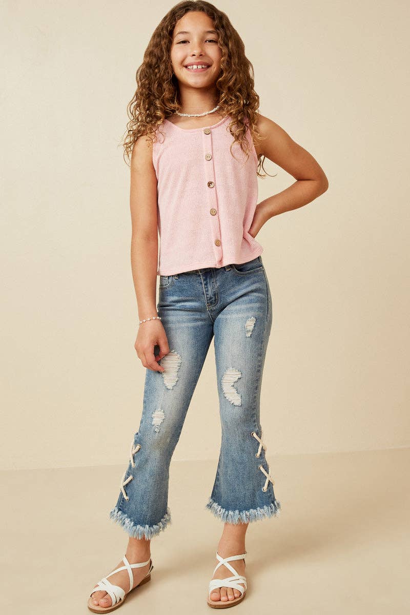 Hayden LA - Girls Patterned Button Detail Knit Tank