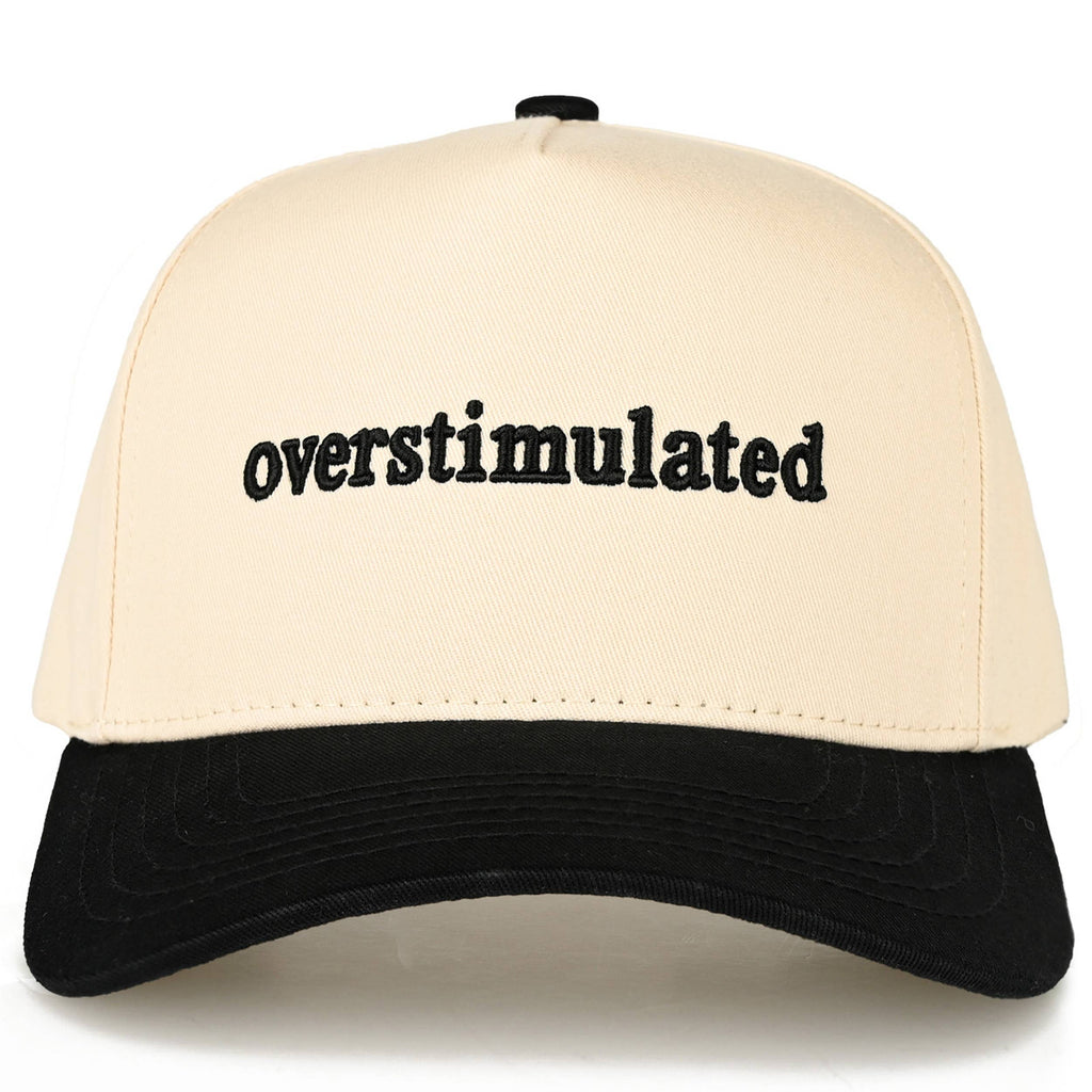 Hana - C.C OVERSTIMULATED Letter Embroidered Two Tone Trucker Cap