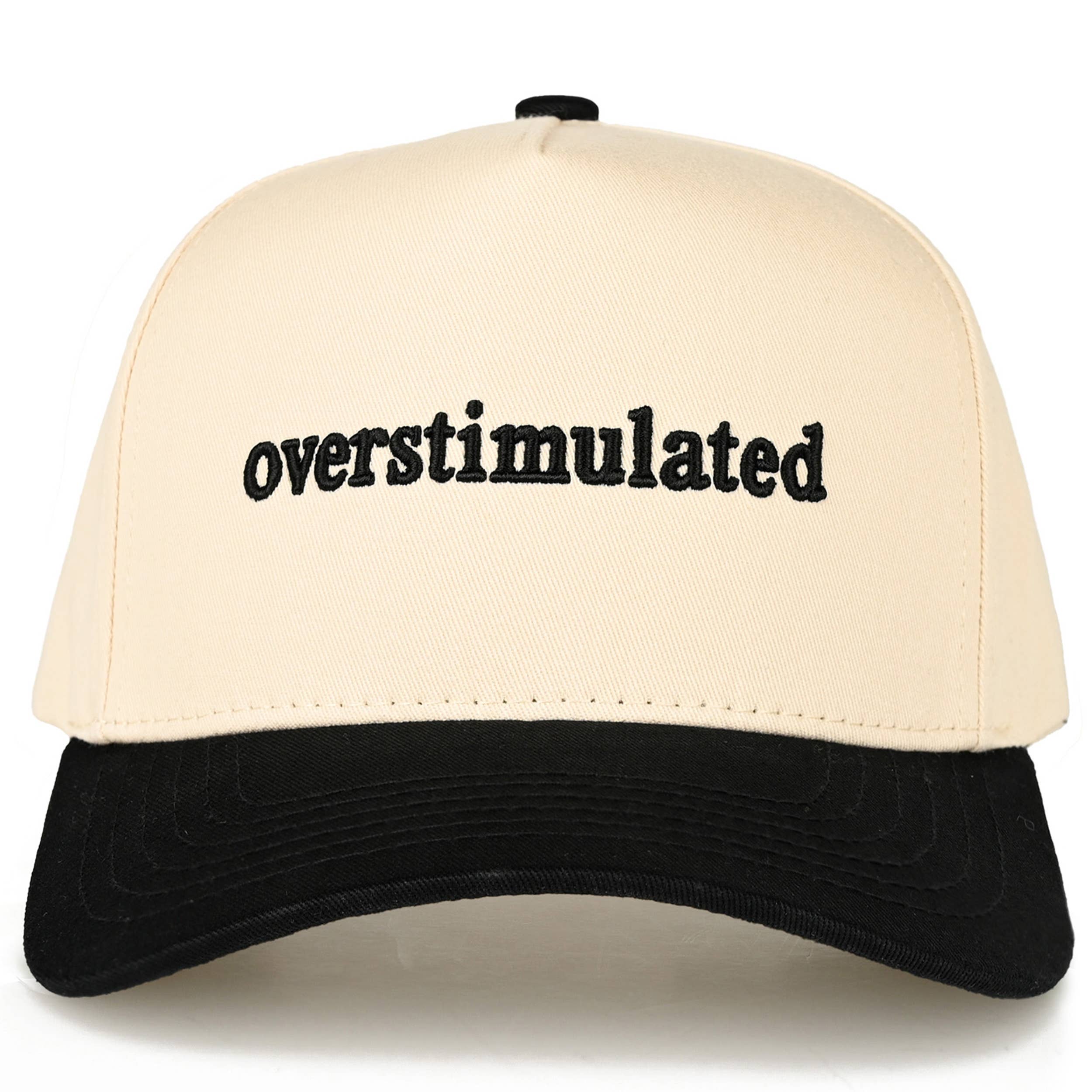 Hana - C.C OVERSTIMULATED Letter Embroidered Two Tone Trucker Cap