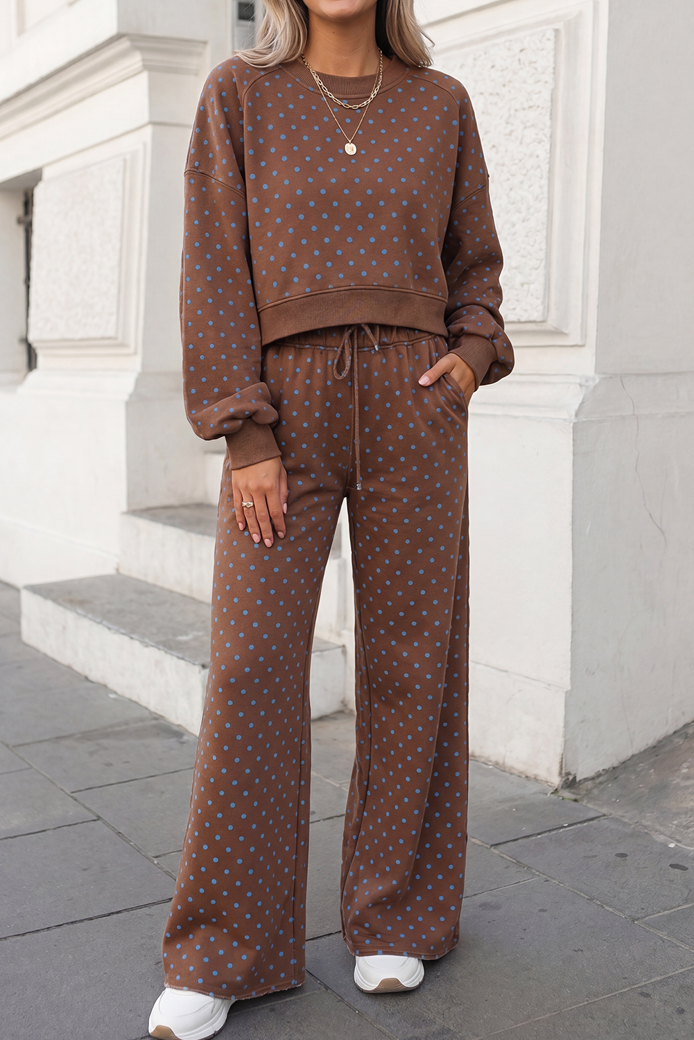 Aapparella - Polka Dot Print High Waist Pants Set | S-XL Plus 1X-4X