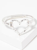 Wild Honey - Hammered Metal Heart Hook Clasp Hinged Bracelet