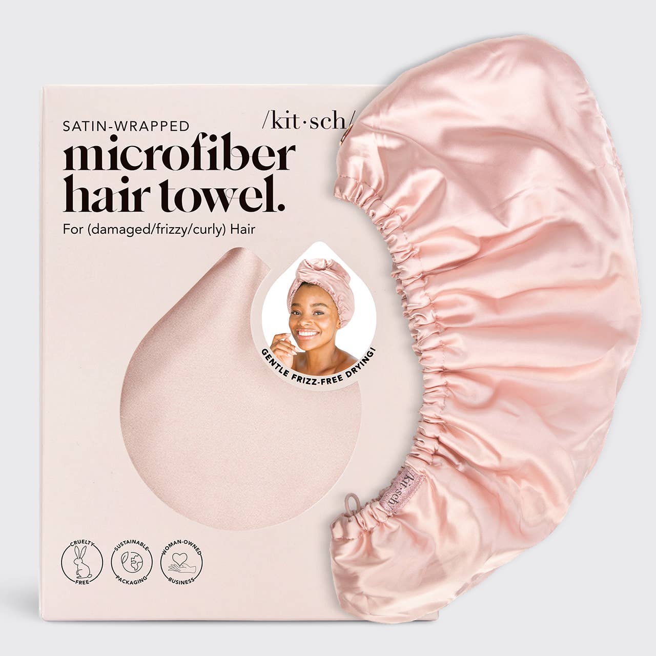 KITSCH - Satin-Wrapped Hair Towel - Blush