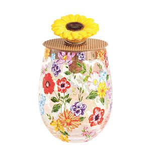 Flower Stemless Wine Glass Set