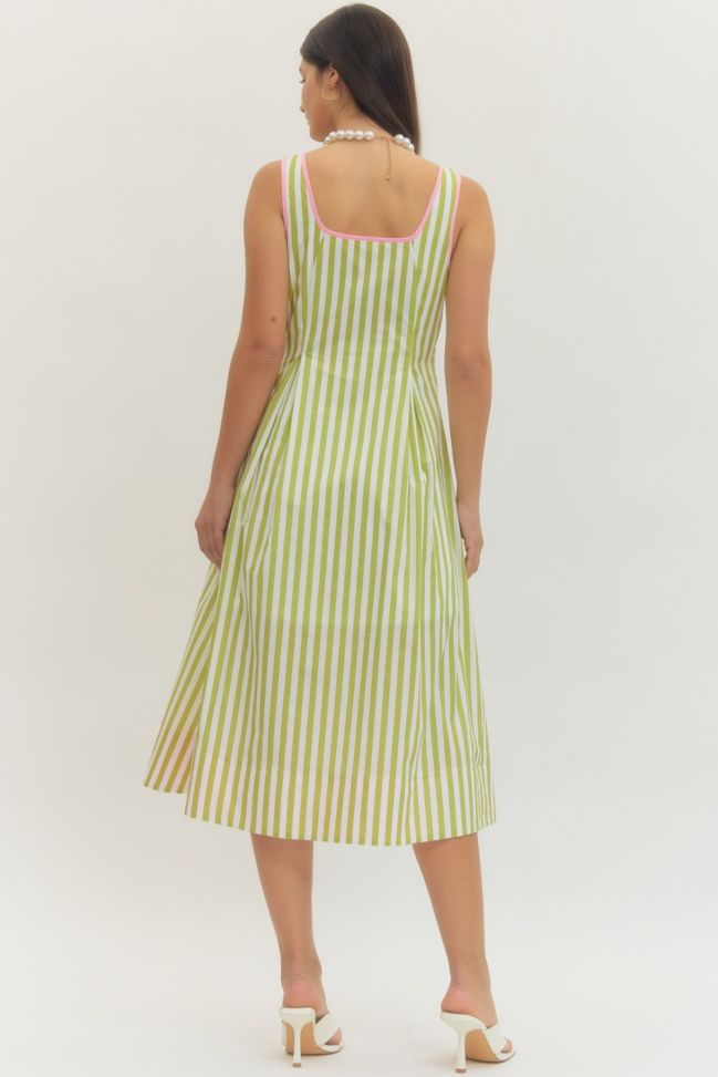 Bold Middle Striped Midi Dress