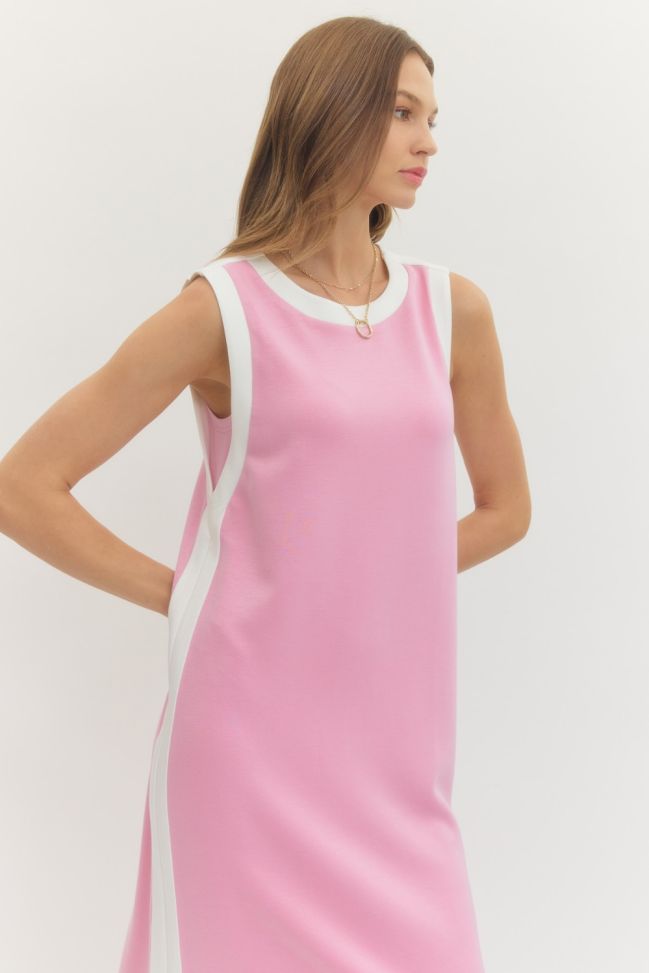 Sleeveless Midi Dress with Contrast Binding
