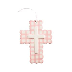 Gingham Ceramic Cross