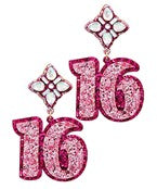 Pink Glitter Birthday Earrings