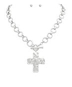 Chunky Cross & Chain Toggle Necklace Set