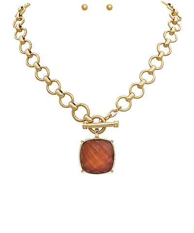 Square Stoned Necklace