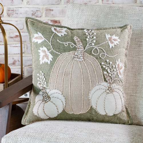 Autum Pumpkins Green Pillows