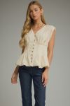 Ruched Shoulder Detail Pleated Waist Top