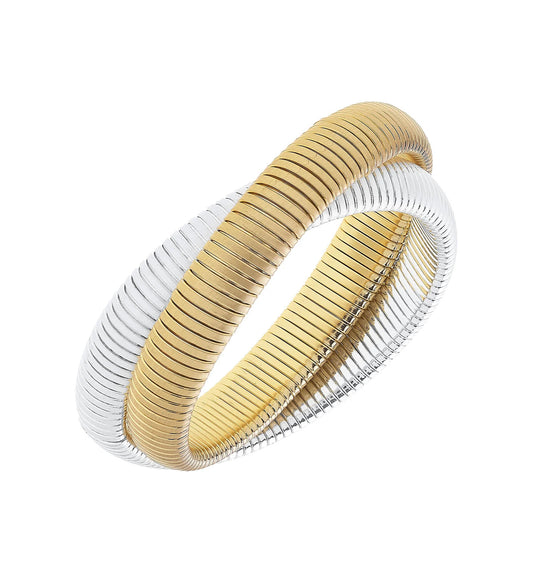 Canvas Daytona Interlocking Watchband Bangle Two-Tone