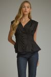 Ruched Shoulder Detail Pleated Waist Top