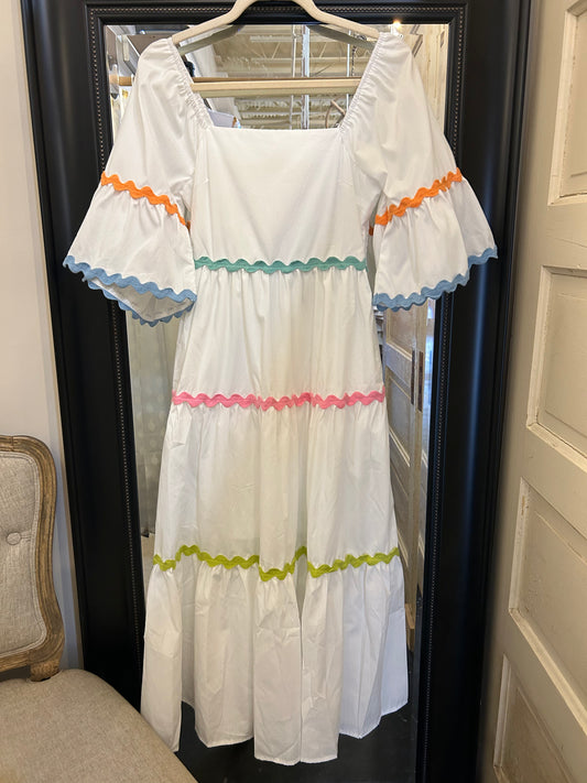 Lined Poplin Dress with RicRac Trim