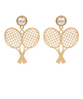 Tennis Racket Brass Metal Earrings
